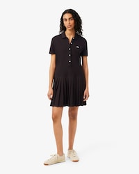 Vestido Polo Plissado em Piqu&eacute; Stretch