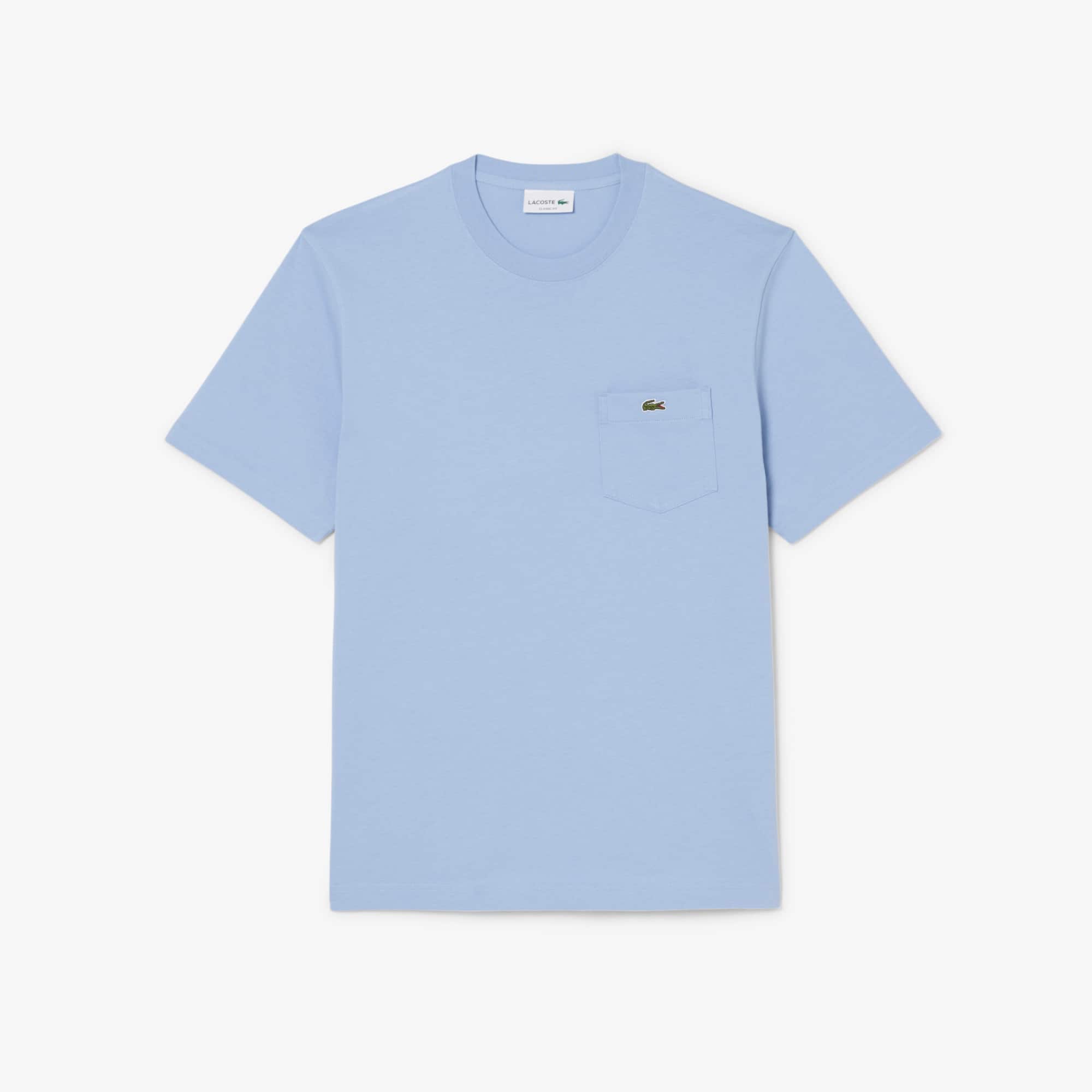 トップス L FCRB 26SS PRESS L/S TEE LIGHT BLUE Camiseta Algodão Orgânico Lacoste com Bolso no Peito