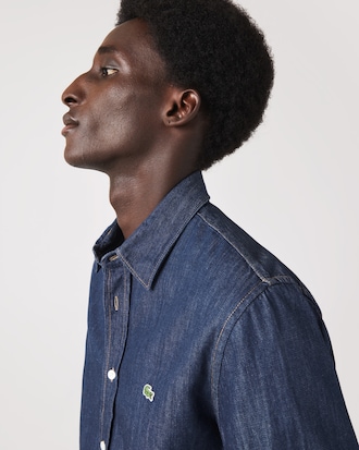 Camisa de hombre Lacoste regular fit en denim de algod&oacute;n ecol&oacute;gico
