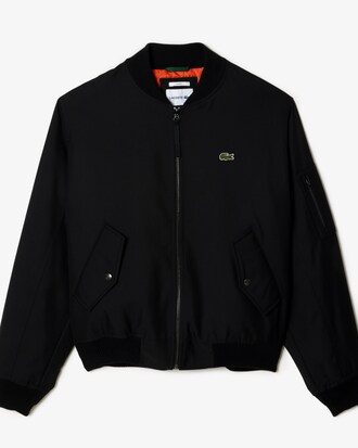 Jaqueta college unissex em l&atilde; com logo nas costas