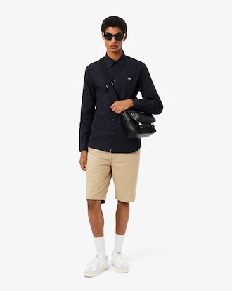 Camisa Slim Fit em Popeline de Algod&atilde;o Stretch