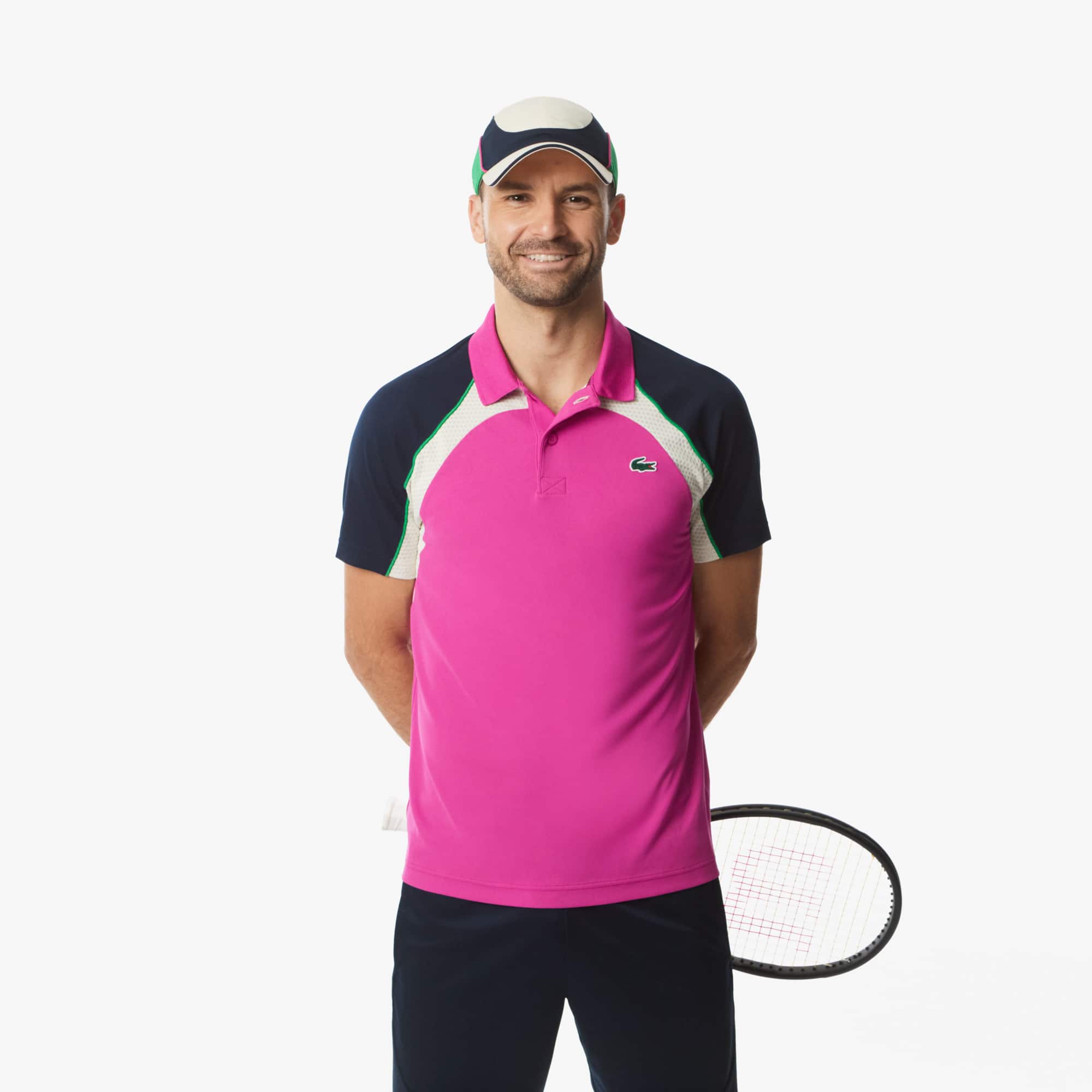Camisa Sport Lacoste em Poliester Color Block Ultra Dry