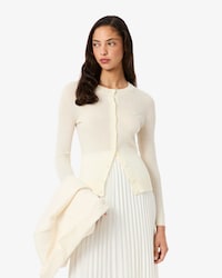 Cardigan de L&atilde; Merino de Malha Canelada