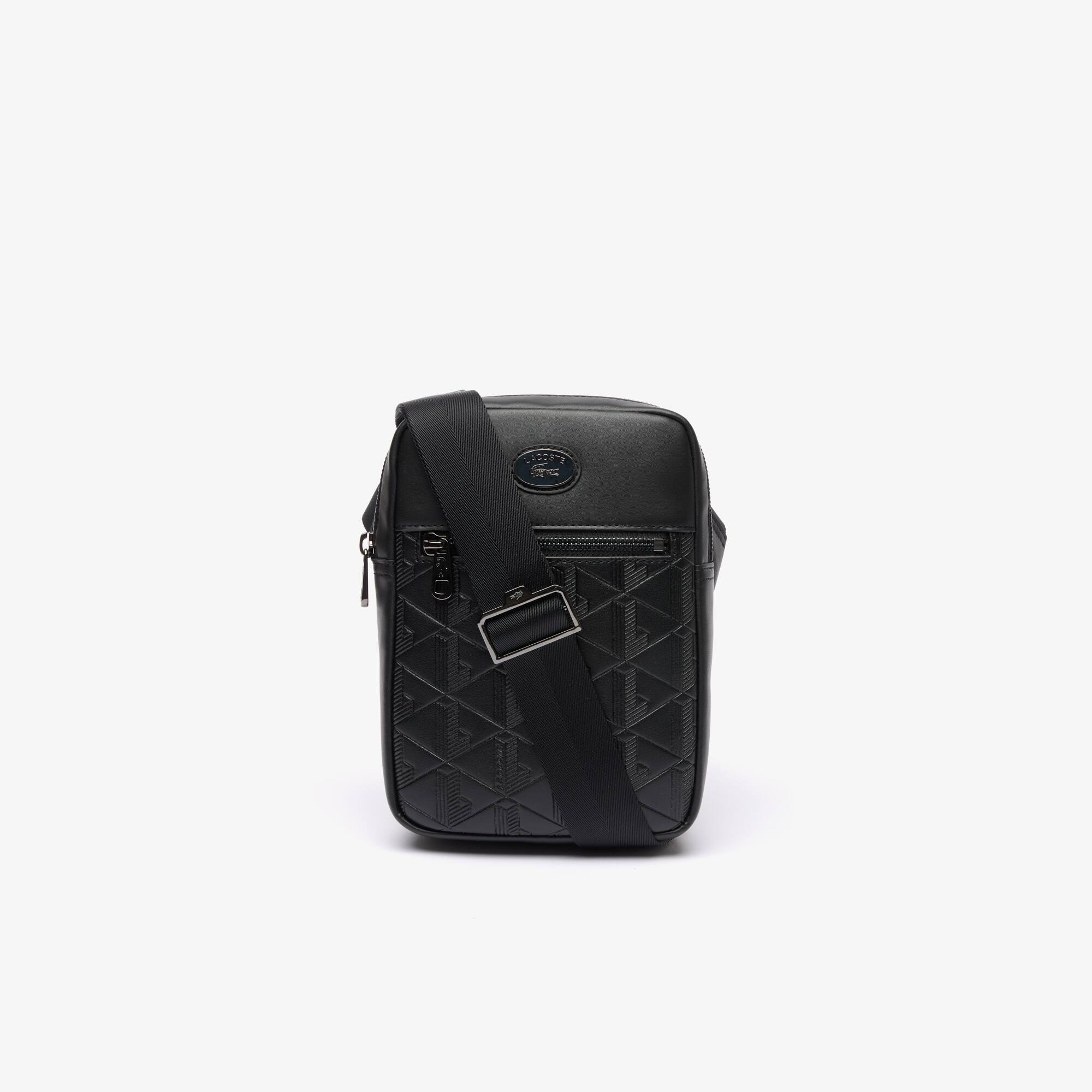 Mochila de Couro Verical com Monograma Lacoste