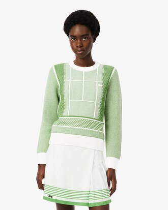 Tennis Court Graphic Jacquard Sweater
