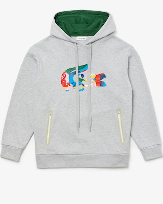 Moletom feminino Oversized em fleece com capuz e estampa de crocodilo