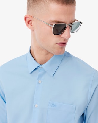 Camisa em Popeline de Algod&atilde;o de Caimento Regular