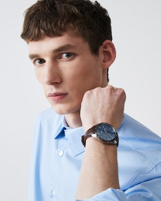 Boston Chrono Watch With Brown Leather