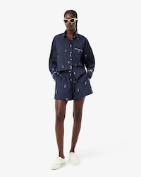 Shorts Boxer de Popeline de Algod&atilde;o Jacquard   