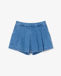 Saia-short jeans plissada