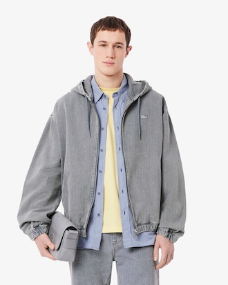 Campera De Denim Con Capucha Con Efecto Lavado