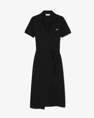 Vestido polo envolvente de mini piqu&eacute; el&aacute;stico