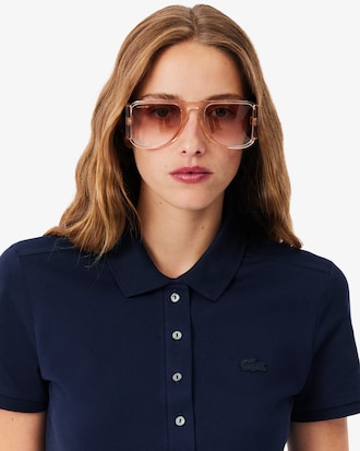 Vestido Polo Slim Fit em Mini Piqu&eacute; Stretch