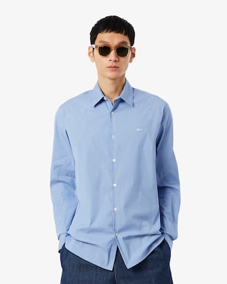 Camisa de Popeline Stretch Listrada com Modelagem Ajustada