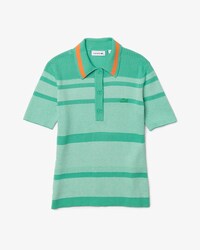 Su&eacute;ter polo feminino em malha listrada