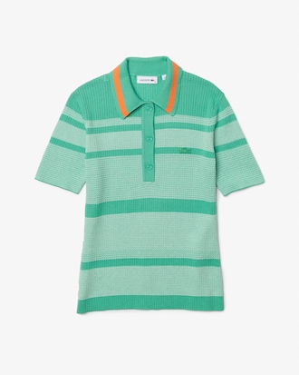 Su&eacute;ter polo feminino em malha listrada