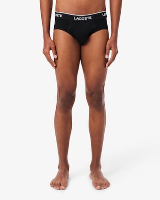 Pacote com 3 Cuecas Briefs Lisas de Algod&atilde;o