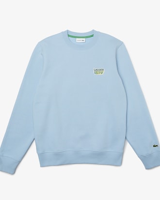 Moletom masculino em fleece com decote careca e emblema vintage