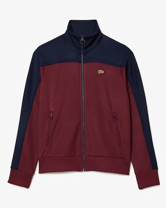 Moletom em piqu&eacute; de algod&atilde;o com colorblock e z&iacute;per