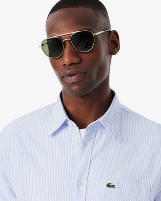 Camisa Oxford Listrada com Caimento Regular