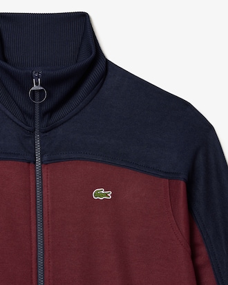 Moletom em piqu&eacute; de algod&atilde;o com colorblock e z&iacute;per