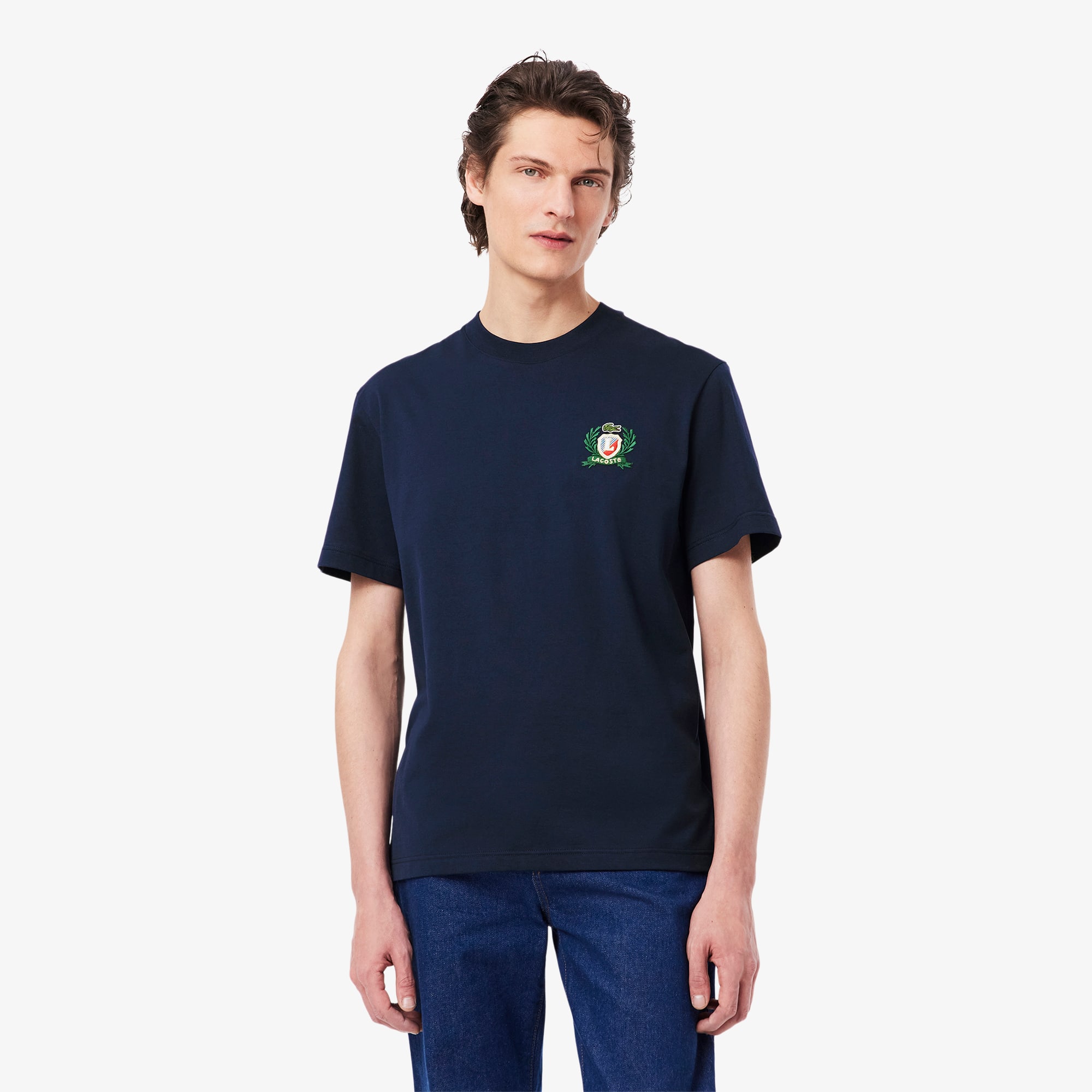 Camiseta de Malha com Emblema no Peito Lacoste em Malha