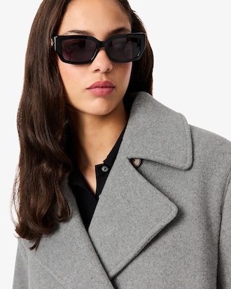 Short Oversized Wool Blend Pea Coat