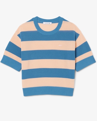 Camiseta de Malha em Mesh Listrada