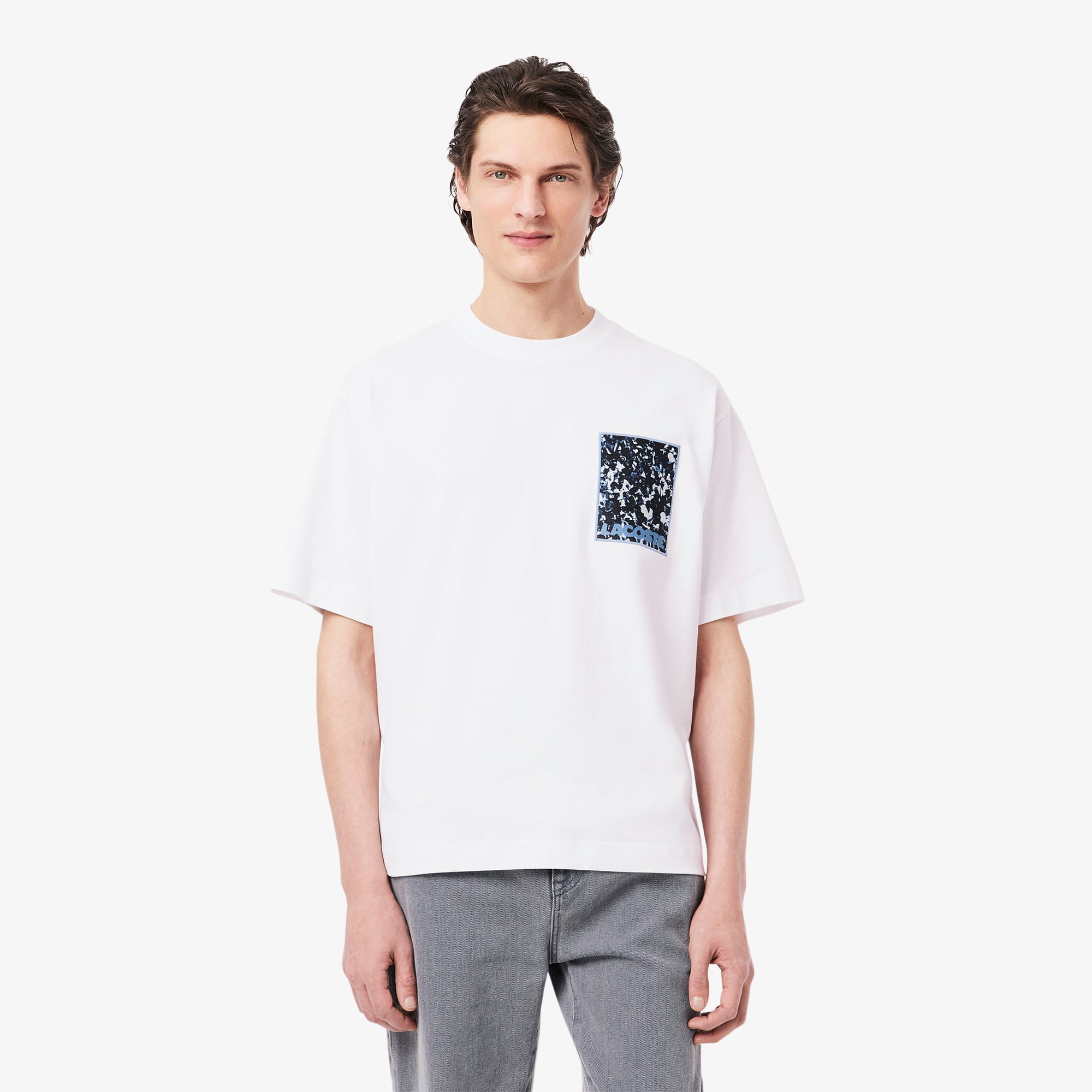 Camiseta Masculina de Malha Grossa Lacoste Ajuste Folgado