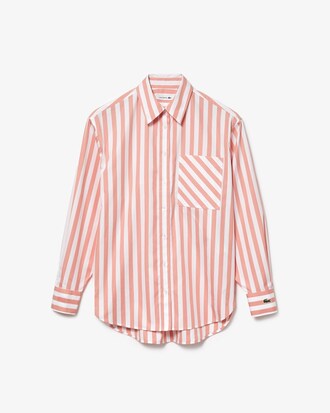 Camisa feminina oversized em popeline algod&atilde;o listrado