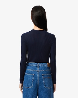 Cardigan de L&atilde; Merino de Malha Canelada