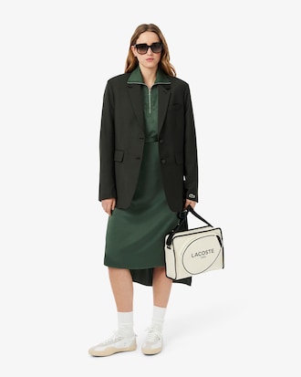 Vestido Fluido de Manga Longa com Cinto