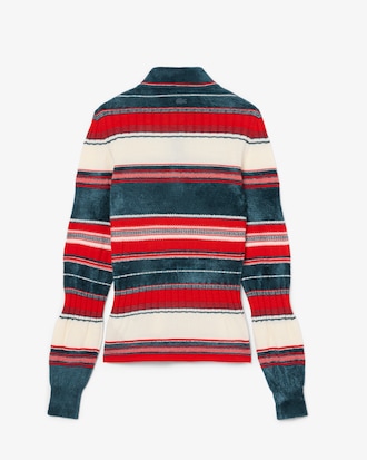 Sweater con cuello polo de rayas texturizadas Runway