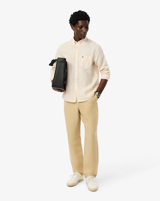 Camisa de Lino Rayada Fit Regular