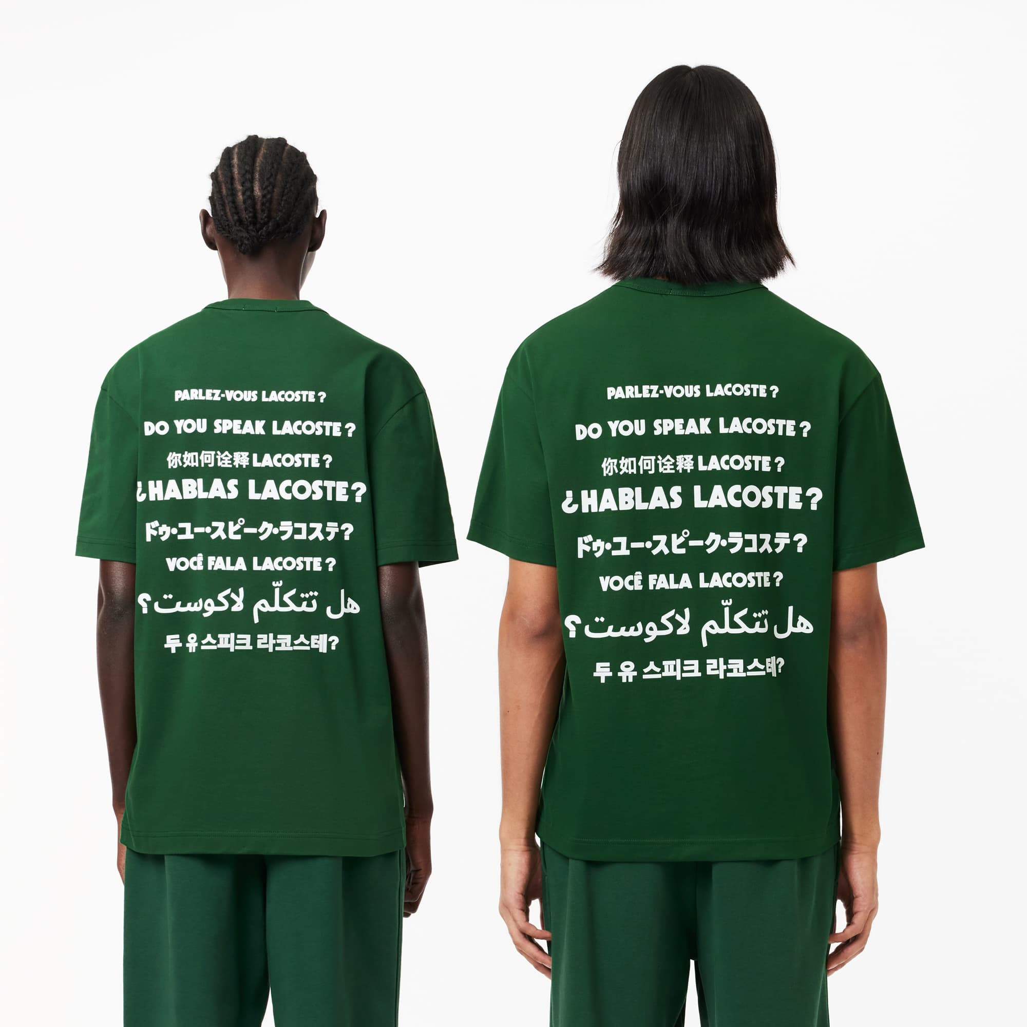 Camisa de Algodão Lacoste com Slogan Multilíngue