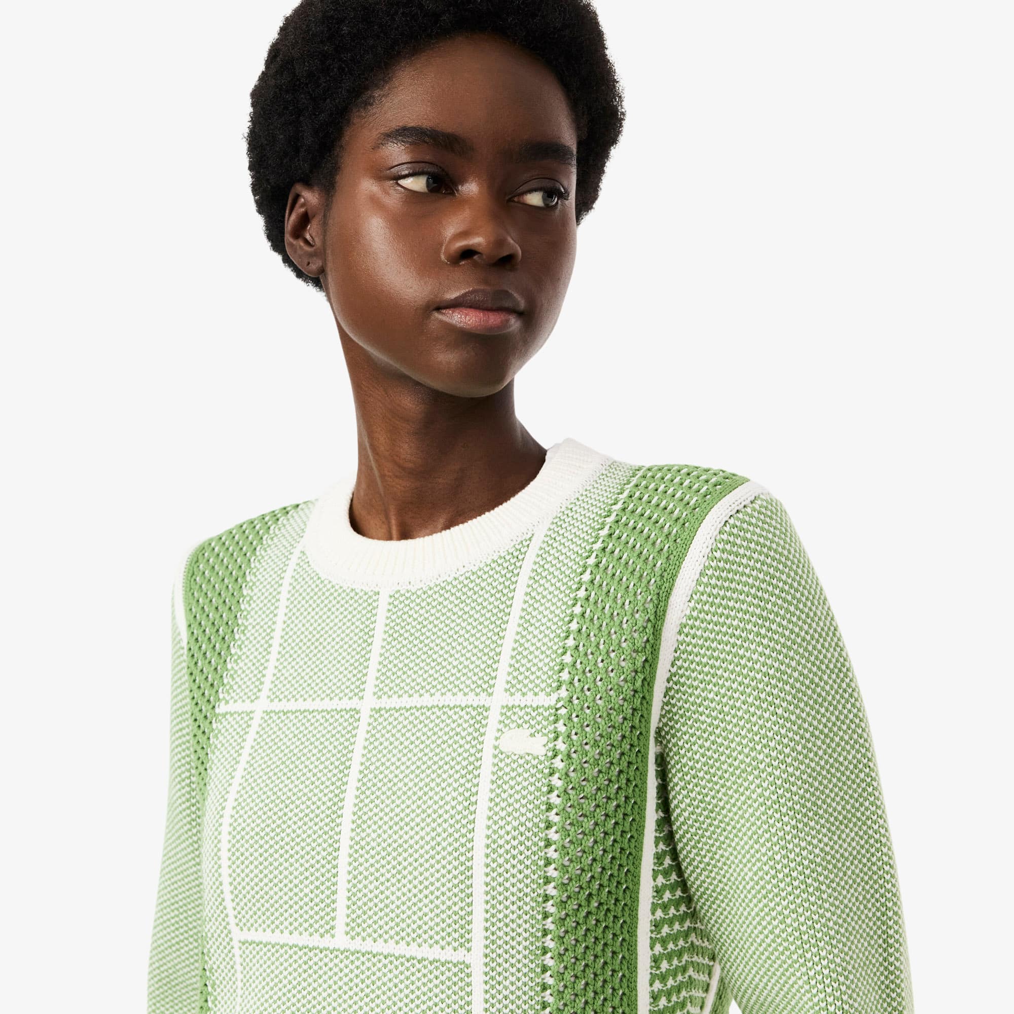 Suéter Jacquard Feminino Lacoste com Gráfico de Tênis