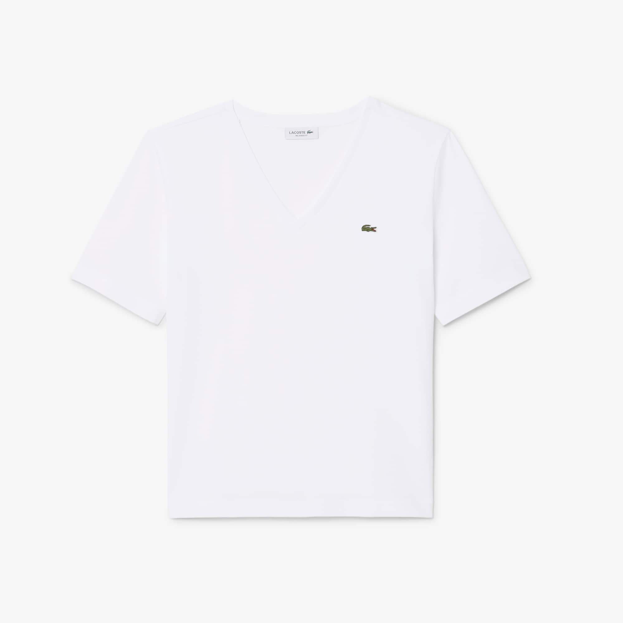 Camiseta Feminina de Algodão com Gola V e Caimento Relaxado