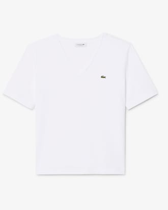 Camiseta de Algod&atilde;o com Gola V e Caimento Relaxado