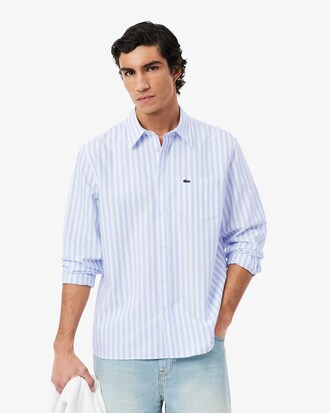 Camisa Oxford Listrada com Caimento Regular