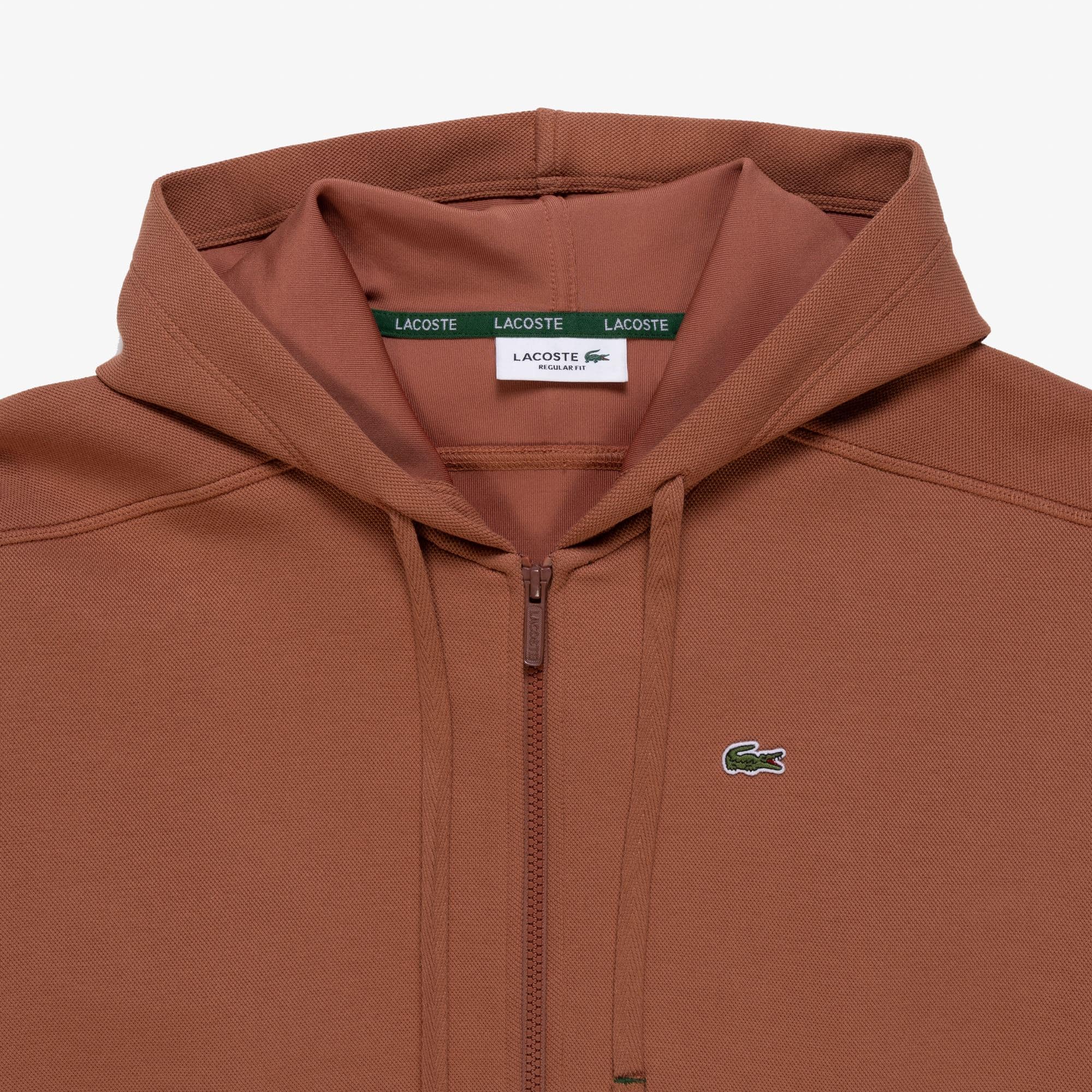 Blusa Moletom com Zíper Central e Capuz em Piqué Lacoste