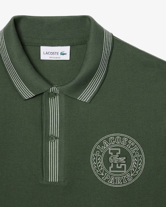 Camisa Polo L.12.12 Badge Print, Ajuste Regular