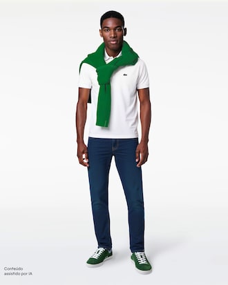 Cal&ccedil;a Jeans Indigo de Corte Reto com 5 Bolsos