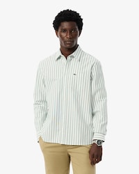 Camisa Oxford Listrada com Caimento Regular