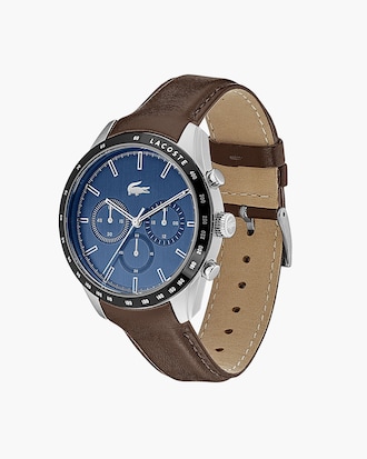 Boston Chrono Watch With Brown Leather