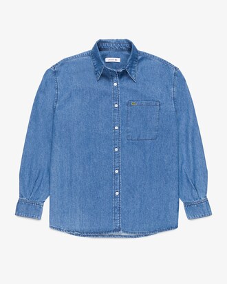 Camisa feminina Lacoste em brim de algod&atilde;o