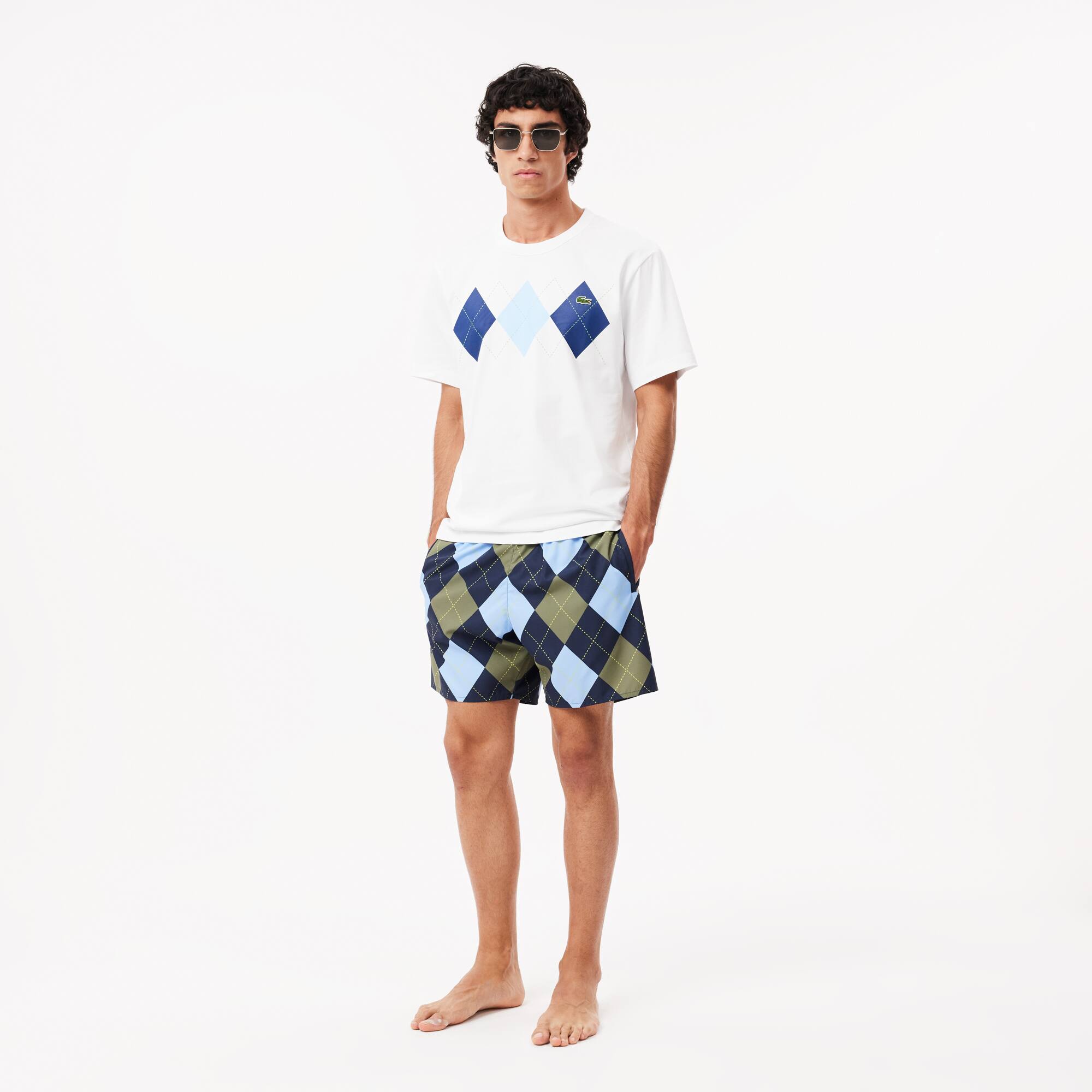 Camiseta com Estampa Argyle em Algodão Pesado Lacoste