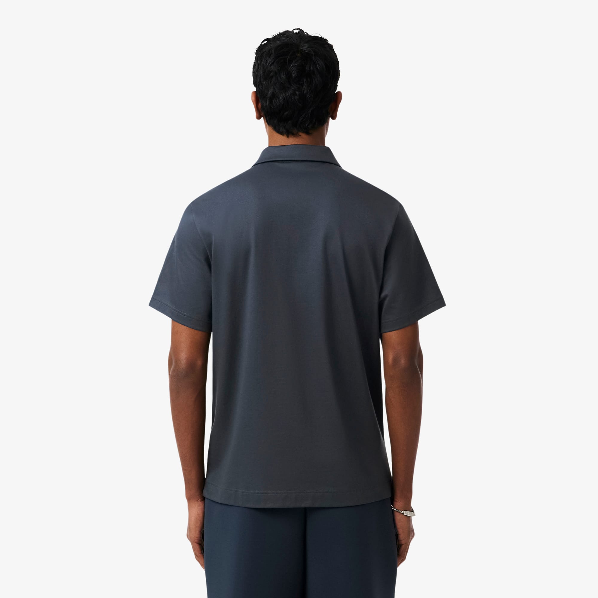 Polo Masculina Lacoste Bordada de Gola Aberta em Algodão