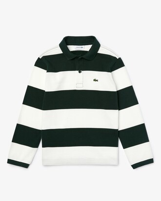Polo infantil Lacoste em algod&atilde;o macio listrado