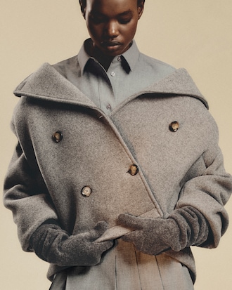 Short Oversized Wool Blend Pea Coat