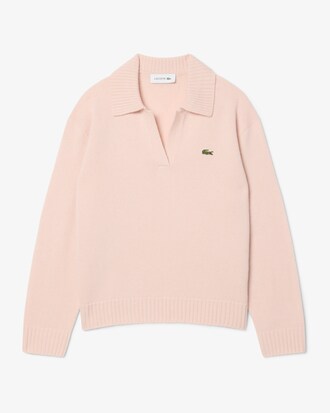 Su&eacute;ter de Cashmere de Malha 3D com Colarinho de Camisa Polo